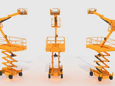 Industrial Equipment Orange Aerial Work Platforms Multiple Types Including Scissor And Boom Lifts Design 3d model