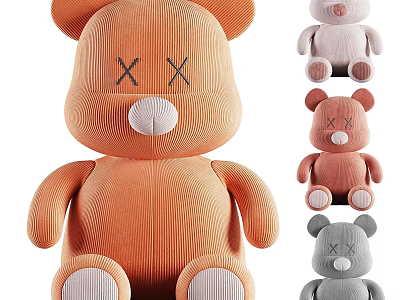 Plush Teddy Bear Dolls In Multiple Colors With X Eyes 3d model