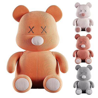 Plush Teddy Bear Dolls In Multiple Colors With X Eyes 3d model Plush Teddy Bear Dolls In Multiple Colors With X Eyes 3d model