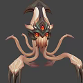 Mythical Game Character Creature With Tentacles Red Glowing Eyes And Ornate Headgear 3d model