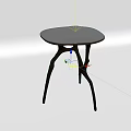 Modern Round Side Table With Light Gray Top And Black Branch Like Legs 3d model