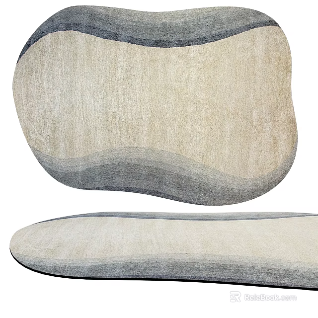 Modern Square Carpet With Beige Gray Gradient And Soft Wavy Texture Design 3d model 