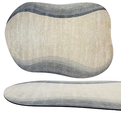 Modern Square Carpet With Beige Gray Gradient And Soft Wavy Texture Design 3d model