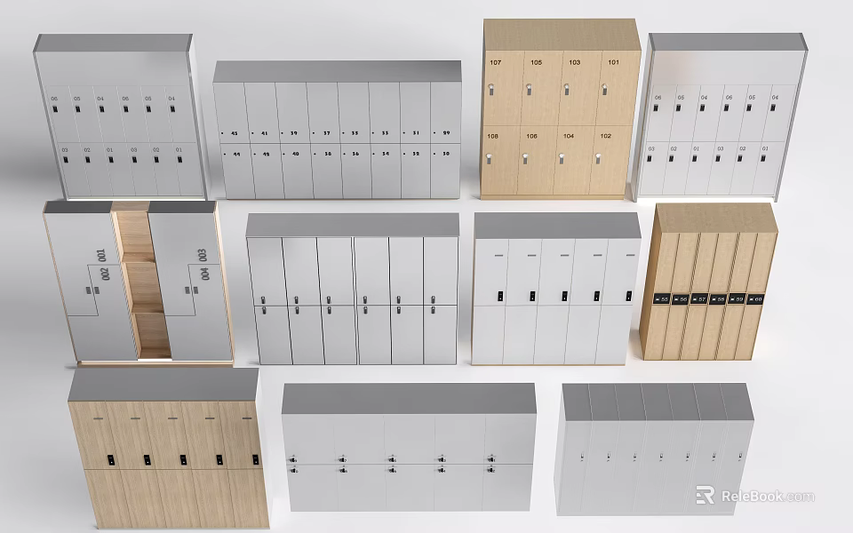 Various Modern Wardrobe Designs With Different Colors And Storage Solutions 3d model