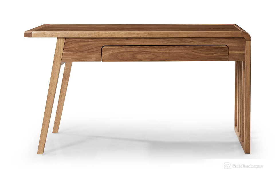Modern Wooden Desk With Minimalist Design Single Drawer And Slim Legs 3d model 