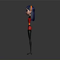 Cartoon Superhero Character With Red Black Suit Blue Hair And Outstretched Arms