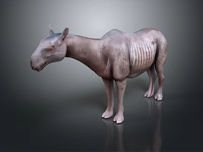 Prehistoric Creature Game Film Character With Lean Body Ribbed Outline Small Ears And Long Limbs 3d model