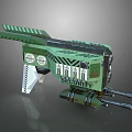 Green Security Device With Striped Design And Multi Barrel Components 3d model