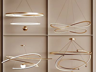 Modern Chandeliers with Various Geometric Shapes Metallic Gold Finish for Contemporary Home Interior Decor 3d model