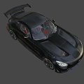 Black Luxury High Performance Sports Car With Aerodynamic Rear Wing And Red Brake Calipers