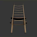 Modern Minimalist Single Chair with Wooden Seat and Metal Ladder Back Design
