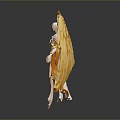 Majestic Detailed Angel Statue With Golden Wings Halo And White Robe