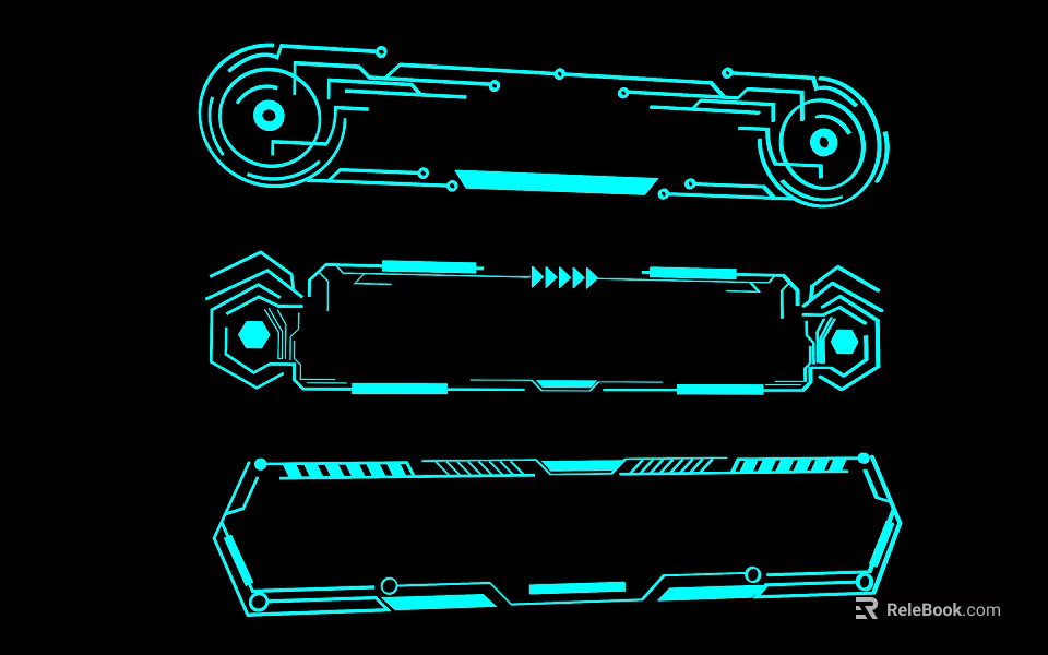 Tech Inspired Geometric Lines Design With Futuristic Frames And Elements 3d model 
