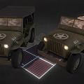 Vintage Military Jeeps With Star Emblems And Cargo Boxes On