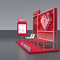Red Heart Shaped Photo Spot With Bench For City Love Romantic Backdrop