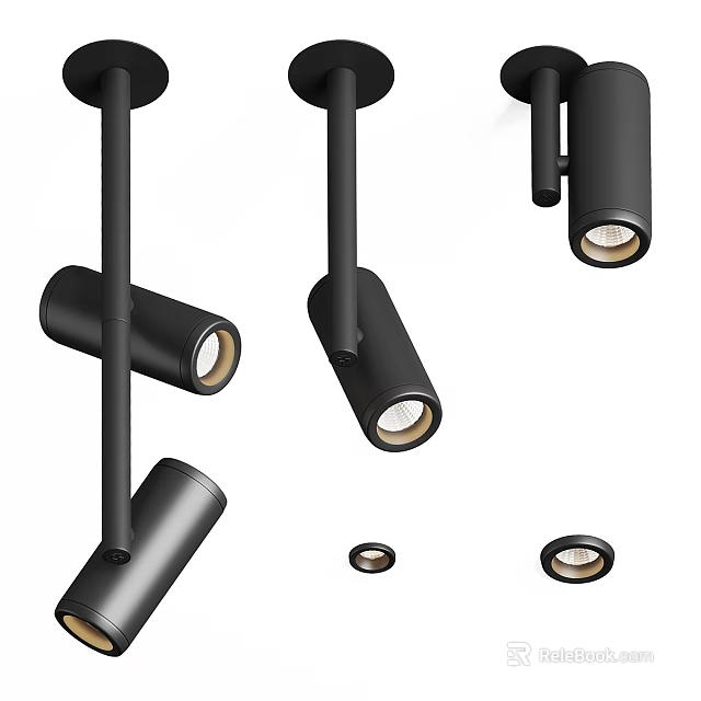 Sleek Modern Black Downlights And Spotlights With Contemporary Design For Ceiling Lighting 3d model 