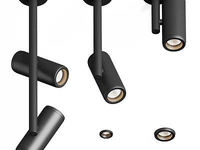 Sleek Modern Black Downlights And Spotlights With Contemporary Design For Ceiling Lighting 3d model