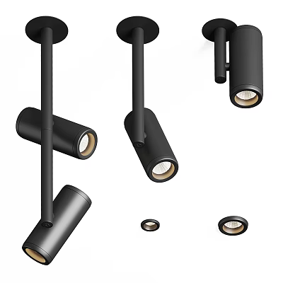 Sleek Modern Black Downlights And Spotlights With Contemporary Design For Ceiling Lighting 3d model