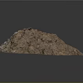 Natural Brown And Gray Rough Rock With Irregular Surface In Bulk Shape Against Dark Background 3d model
