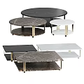 Modern Coffee Tables With Marble Tops Metal Legs Round Rectangular Designs Black White 3d model