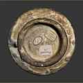 Ancient Ceramic Jar With Weathered Glaze Blue White Patterns Cylindrical Body Sturdy Base Wide Opening