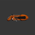 Classic Orange Scooter with Black Seat and Reflective Surface on Dark Background