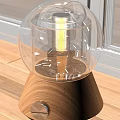 Modern Decorative Lamp With Glass Globe Shade And Wooden Base Featuring LED Filament