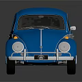 Vintage Beetle Themed Classic Car in Blue Silver Color with Shiny Retro Exterior Design