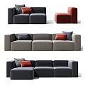 Modern Sofa Set With Gray Black Red Colors And Decorative Pillows 3d model