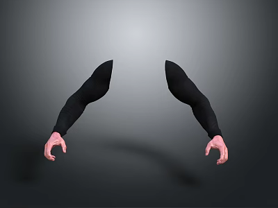 Human Arms With Black Long Sleeves And Pink Hands On Gray Background 3d model