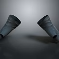 Gray Curved Symmetrical Industrial Pipes Display on Reflective Dark Background