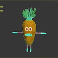 Cartoon Carrot Character With Green Leaves Eyes Mustache Arms and Legs