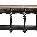 Elegant Black Entryway Console Table Featuring Gold Accents Light Marble Top And Ornate Legs