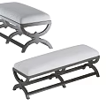 Elegant Curved Dark Wooden Sofa Bench With Soft White Upholstered Cushion For Living Room Use