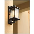 Outdoor Black Wall Sconce With Glass Grilles And Warm Light For Exterior Wall