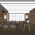 Modern Library Internal Reading Room Book Bar 3d model