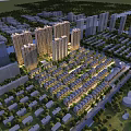 Bird's Eye View Planning High Rise Residential And Low Rise Buildings With Green Spaces Roads