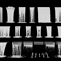 Various Architectural Components With Waterfall Designs For Building Drainage Systems