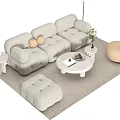 Modern Sofa Coffee Table Combination Cream Sofa Coffee Table Combination Sofa Coffee Table Leisure Chair Leisure Sofa 3d model