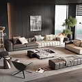 Minotti Modern Sofa Coffee Table Combination Leather Sofa Multi-Person Sofa Two-Person Sofa Rite Coffee Table 3d model