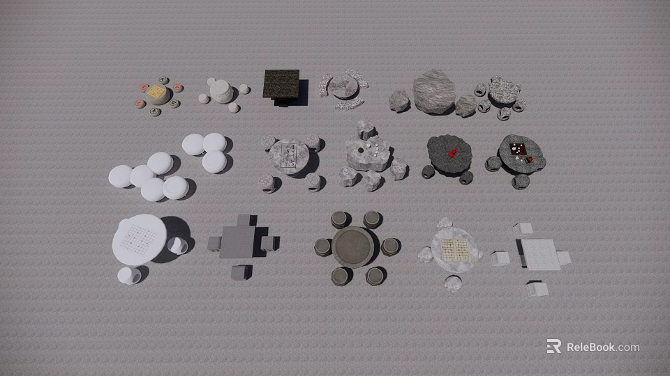 Various Modern Table And Chair Sets With Different Shapes And Designs 3d model