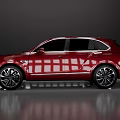 Bentley Red Luxury SUV With Shiny Surface And Display Platform Design
