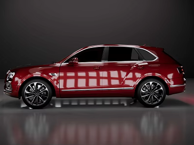 Bentley Red Luxury SUV With Shiny Surface And Display Platform Design 3d model