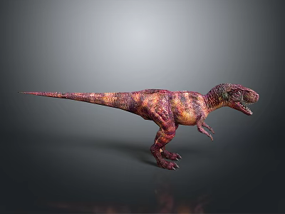 Colorful Tyrannosaurus Rex Dinosaur 3D Model With Standing Pose And Gray Background 3d model