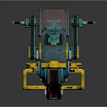 Futuristic Teal Motorcycle with Yellow Accents Mechanical Details and Sleek Structure