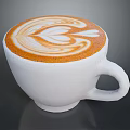 White Coffee Cup With Beautiful Latte Art Design And Smooth Ceramic Surface