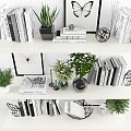 Jewelry Ornaments Combination Decorative suit Book Bookshelf Flower 3d model