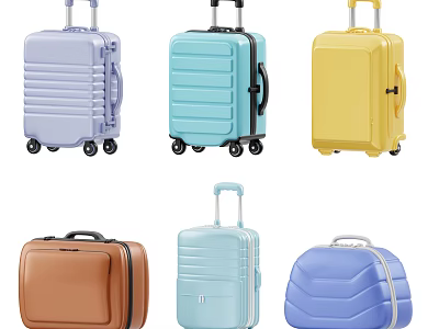 Colorful Hard Shell Luggage Collection With Various Hues And Rolling Wheels 3d model