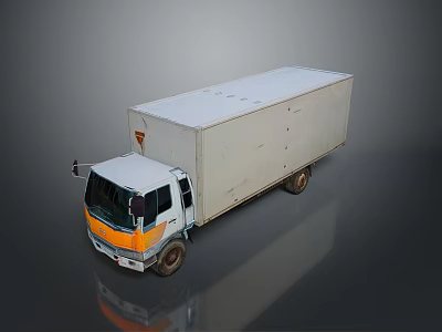 White Box Truck Exterior With Orange Front Design For Cargo Delivery 3d model