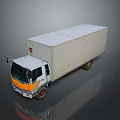 White Box Truck Exterior With Orange Front Design For Cargo Delivery